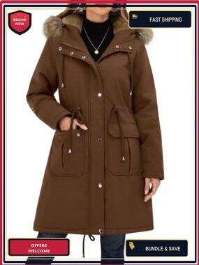 Sherpa Lined Hooded Parka Thick Warm Windproof Winter Coat